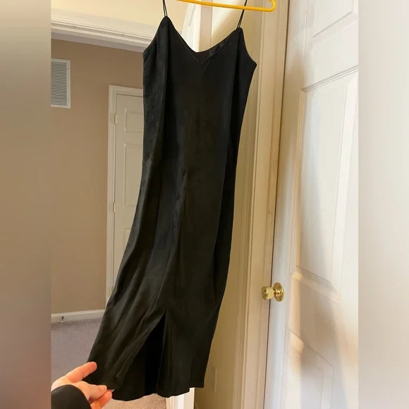 Black Suede Vintage 1980’s Dress - Picture 3 of 7